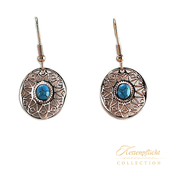 Ohrhänger Rosé mit Türkis