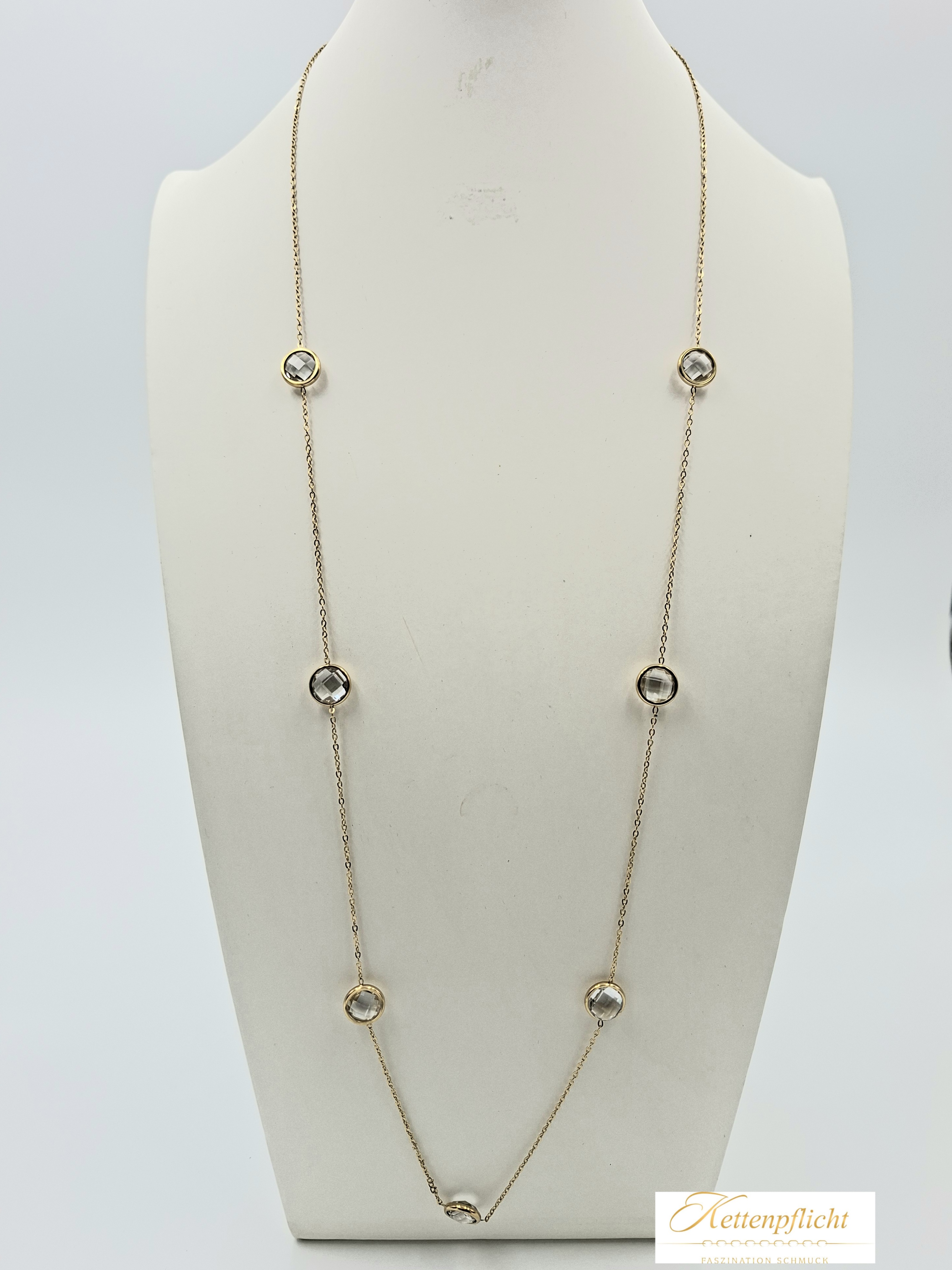 Edelstahlkette Gold mit Glassteinen