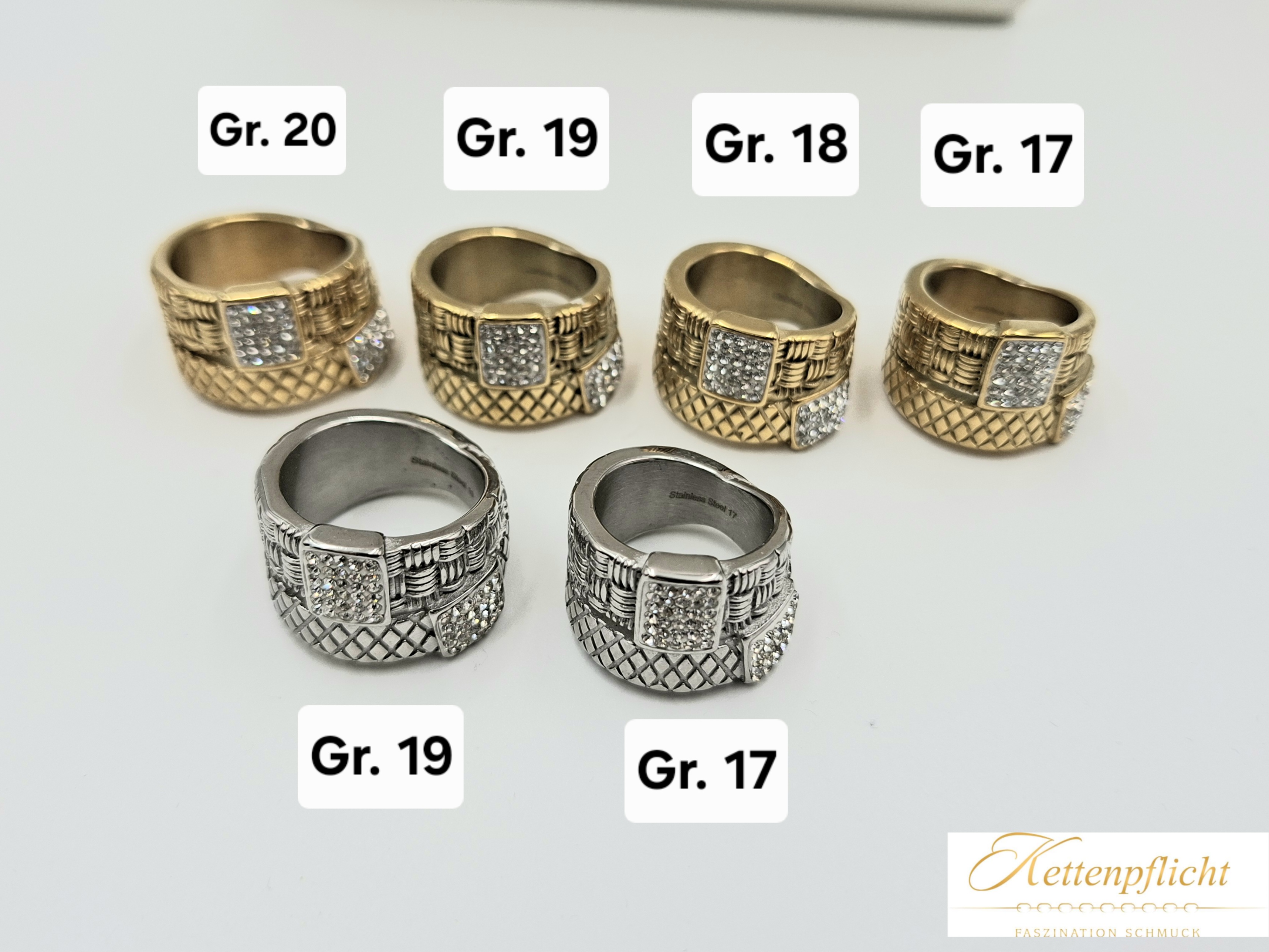 Edelstahlringe Gold und Silber17gold
