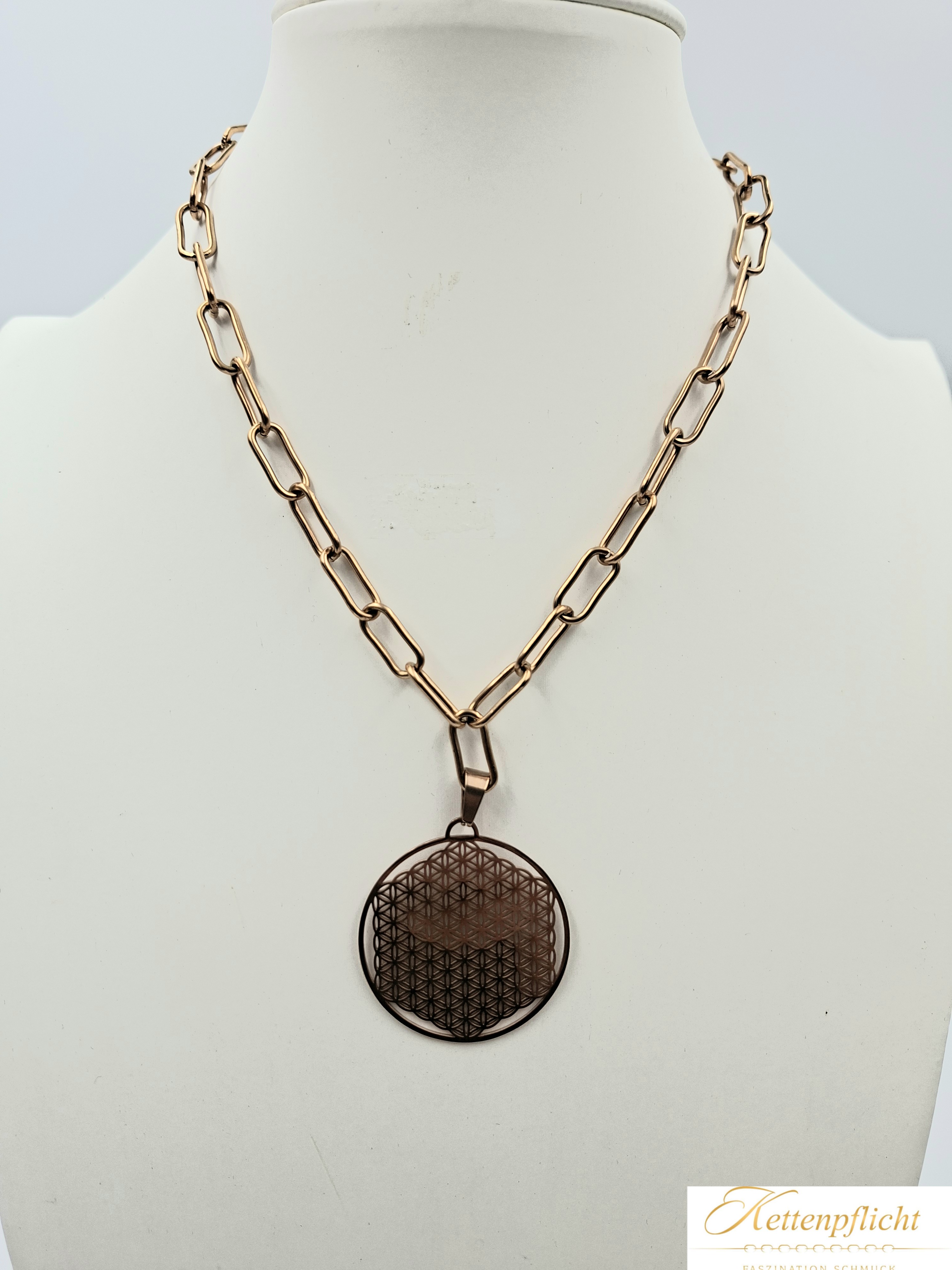 Grobe Kette rosé Blume des Lebens