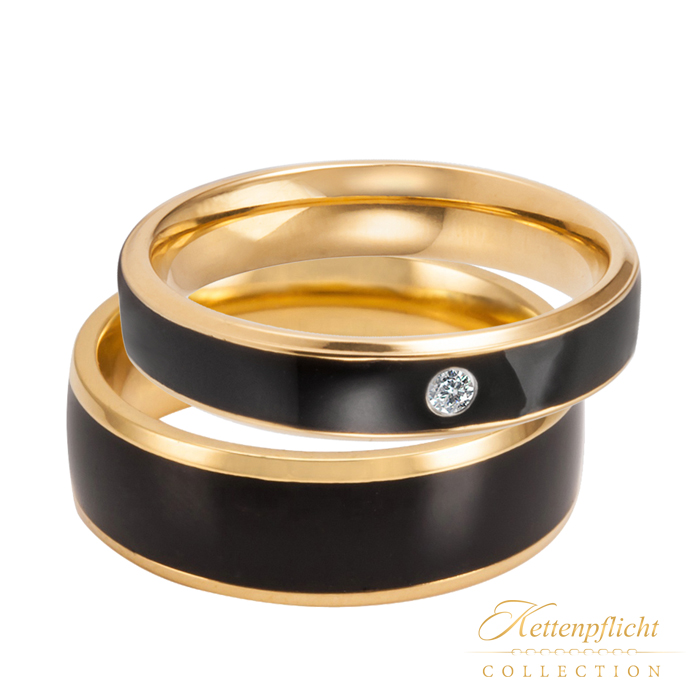 Partnerringe Schwarz/Gold16w 18m