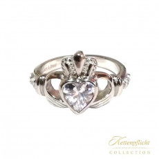 Claddagh Ring mit weißem (crystal) Zirkoniaherz